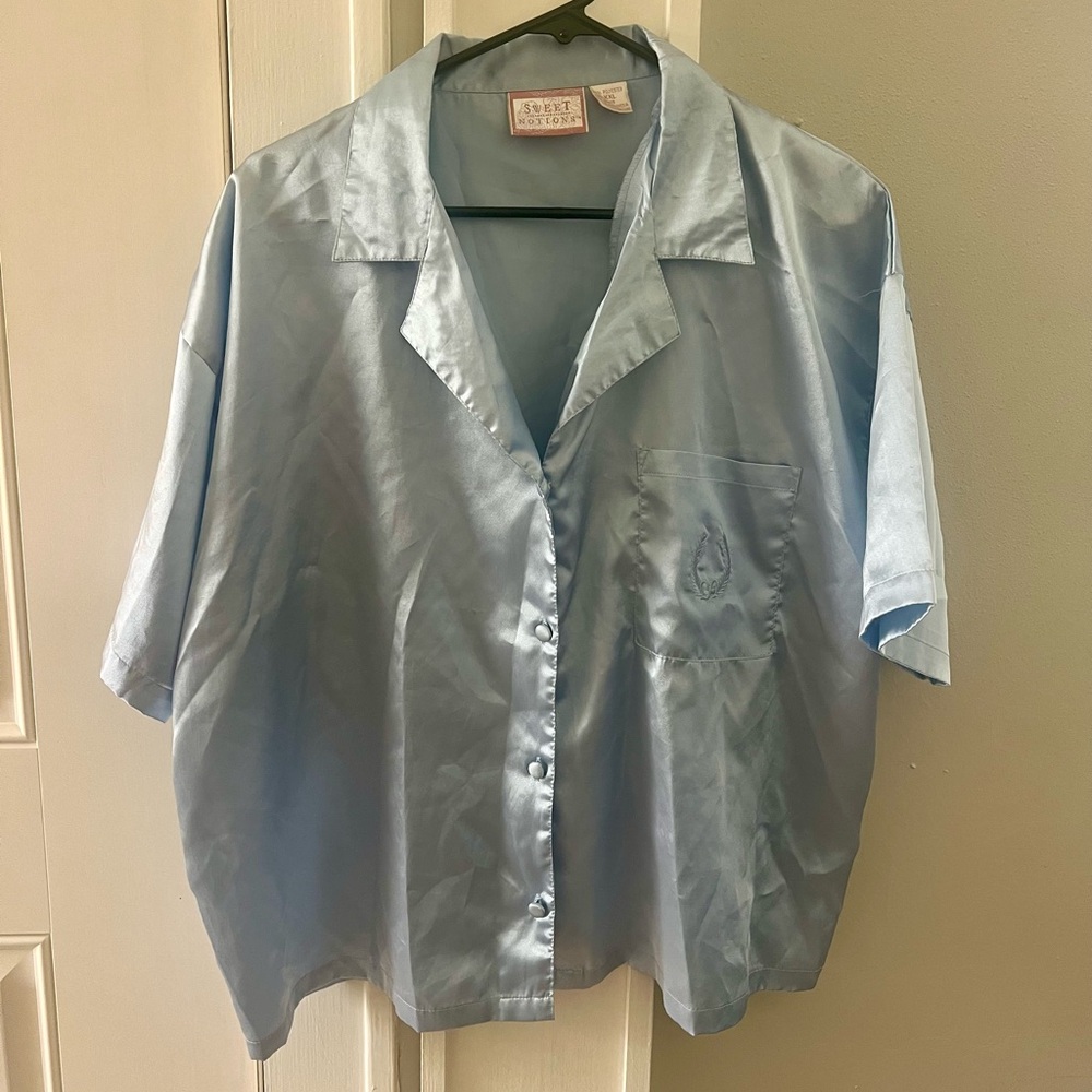 Sweet Notions Satin Button Up Shirt Sz XXL